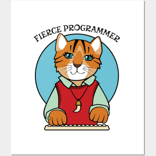 Fierce Programmer Tiger Cat Posters and Art